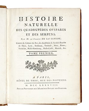  Buffon Georges Louis : Histoire naturelle générale et particuliere...  Bernard Germain Etienne (de) Lacépède, Louis Jean Marie Daubenton, Louis Legrand  (Digione, 1863 - Livry-Gargan, Seine-et-Oise, 1951), Nicolas De Launay  (Parigi, 1739 - 1792)  - Asta Libri, autografi e manoscritti - Libreria Antiquaria Gonnelli - Casa d'Aste - Gonnelli Casa d'Aste
