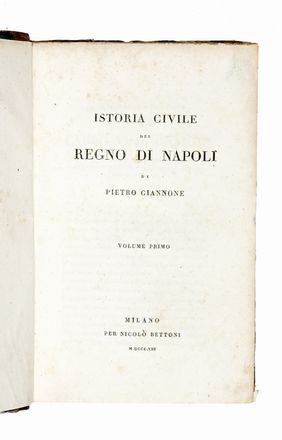  Colletta Pietro : Storia del Reame di Napoli dal 1734 sino al 1825. Tomo I (-IV).  Pietro Giannone  - Asta Libri, autografi e manoscritti - Libreria Antiquaria Gonnelli - Casa d'Aste - Gonnelli Casa d'Aste