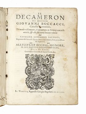  Boccaccio Giovanni : Il Decameron [...] di nuovo ristampato, e riscontrato in Firenze con testi antichi...  - Asta Libri, autografi e manoscritti - Libreria Antiquaria Gonnelli - Casa d'Aste - Gonnelli Casa d'Aste