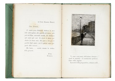  Martelli Diego : Primi passi. Fisime letterarie [...] illustrate all'acquaforte da Telemaco Signorini.  Telemaco Signorini  (Firenze, 1835 - 1901)  - Asta Libri, autografi e manoscritti - Libreria Antiquaria Gonnelli - Casa d'Aste - Gonnelli Casa d'Aste