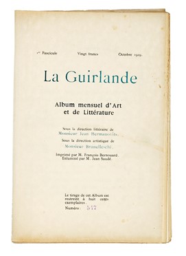  Hermanovits Jean [e altri] : La Guirlande. Album mensuel d'art et de litterature.  Umberto Brunelleschi  (Montemurlo, 1879 - Parigi, 1949)  - Asta Libri, autografi e manoscritti - Libreria Antiquaria Gonnelli - Casa d'Aste - Gonnelli Casa d'Aste