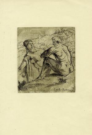  mile Bernard  (Lilla, 1868 - Parigi, 1941) : Adam et Eve au jardin d'Eden.  Joseph-Victor Roux-Champion  (1871 - Vars, 1953), Pierre Bonnard  (Fontenay-aux-Roses, 1867 - Le Cannet, 1947)  - Asta Stampe, disegni e dipinti antichi, moderni e contemporanei [ASTA A TEMPO] - Libreria Antiquaria Gonnelli - Casa d'Aste - Gonnelli Casa d'Aste