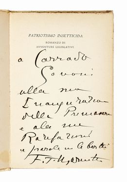  Marinetti Filippo Tommaso : Patriottismo insetticida. Romanzo d'avventure legislative.  - Asta Libri, autografi e manoscritti - Libreria Antiquaria Gonnelli - Casa d'Aste - Gonnelli Casa d'Aste