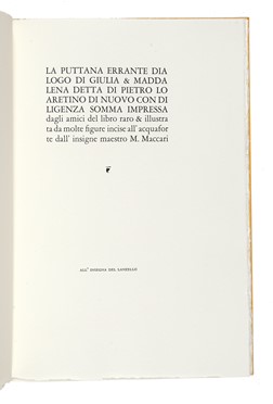  Aretino Pietro : La puttana errante dialogo di Giulia & Maddalena...  Mino Maccari  (Siena, 1898 - Roma, 1989)  - Asta Libri, autografi e manoscritti - Libreria Antiquaria Gonnelli - Casa d'Aste - Gonnelli Casa d'Aste