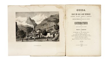  Giusta Giovanni Antonio : Guida ai bagni ed alle acque minerali solforose, alcaline, iodurate e bromurate ed a quelle ferro-magnesiache ed acidole di Courmayeur...  - Asta Libri, autografi e manoscritti - Libreria Antiquaria Gonnelli - Casa d'Aste - Gonnelli Casa d'Aste