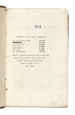  Pontano Giovanni Gioviano : Opera omnia soluta oratione composita. Nomina librorum, qui in hisce tribus partibus continentur...  - Asta Libri, autografi e manoscritti - Libreria Antiquaria Gonnelli - Casa d'Aste - Gonnelli Casa d'Aste