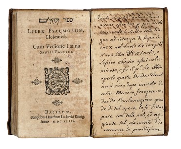 Sefer tehilim. Liber Psalmorum, Hebraicè, cum versione Latina Santis Pagnini.  Sante Pagnini  - Asta Libri, autografi e manoscritti - Libreria Antiquaria Gonnelli - Casa d'Aste - Gonnelli Casa d'Aste