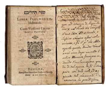 Sefer tehilim. Liber Psalmorum, Hebraic, cum versione Latina Santis Pagnini.  Sante Pagnini  - Asta Libri, autografi e manoscritti - Libreria Antiquaria Gonnelli - Casa d'Aste - Gonnelli Casa d'Aste