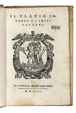  Cartari Vincenzo : Il Flavio intorno a i fasti volgari. Letteratura classica, Classici, Letteratura, Letteratura  Naso Publius Ovidius  - Auction Books, autographs & manuscripts - Libreria Antiquaria Gonnelli - Casa d'Aste - Gonnelli Casa d'Aste