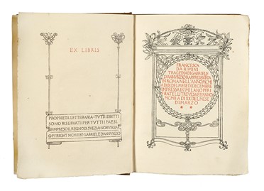  D'Annunzio Gabriele : Francesca da Rimini.  Adolfo De Carolis  (Montefiore dell'Aso, 1874 - Roma, 1928)  - Asta Libri, autografi e manoscritti - Libreria Antiquaria Gonnelli - Casa d'Aste - Gonnelli Casa d'Aste