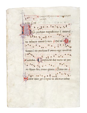 2 grandi fogli pergamenacei con notazione musicale.  - Asta Libri, autografi e manoscritti - Libreria Antiquaria Gonnelli - Casa d'Aste - Gonnelli Casa d'Aste