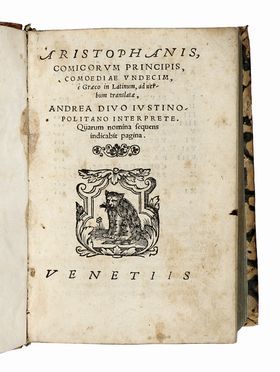  Aristophanes : Comoediae undecim.  Callimaco Callimachus  - Asta Libri, autografi e manoscritti - Libreria Antiquaria Gonnelli - Casa d'Aste - Gonnelli Casa d'Aste