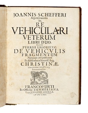  Scheffer Johann Gerhard : De re vehiculari veterum libri duo.  - Asta Libri, autografi e manoscritti - Libreria Antiquaria Gonnelli - Casa d'Aste - Gonnelli Casa d'Aste