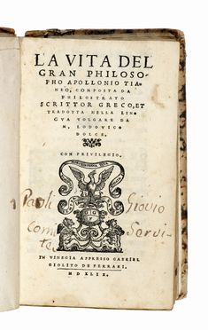  Philostratus Flavius : La vita del gran philosopho apollonio Tianeo.  Polybius, Lucius Annaeus Florus, Andrea Domenico Fiocchi  - Asta Libri, autografi e manoscritti - Libreria Antiquaria Gonnelli - Casa d'Aste - Gonnelli Casa d'Aste