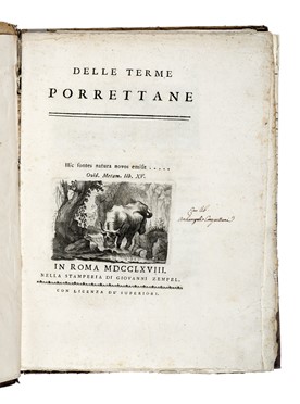  Bassi Ferdinando : Delle terme porrettane.  - Asta Libri, autografi e manoscritti - Libreria Antiquaria Gonnelli - Casa d'Aste - Gonnelli Casa d'Aste