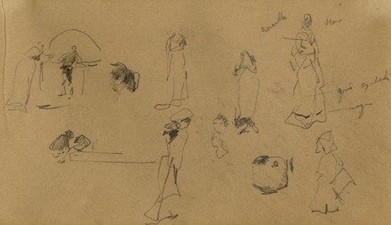  Mariano Fortuny y Madrazo  (Granada, 1871 - Venezia, 1949) : Lotto composto di 4 disegni su 2 fogli.  - Asta Stampe, disegni e dipinti antichi, moderni e contemporanei - Libreria Antiquaria Gonnelli - Casa d'Aste - Gonnelli Casa d'Aste