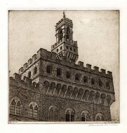  Benvenuto Disertori  (Trento, 1887 - Milano, 1969) : Palazzo della Signoria a Firenze.  - Asta Stampe, disegni e dipinti antichi, moderni e contemporanei - Libreria Antiquaria Gonnelli - Casa d'Aste - Gonnelli Casa d'Aste