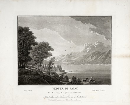  Domenico Macanzoni  (Verona,, 1803 - 1873) : Prospetto della Riviera di Garda / Veduta di Sal� / Veduta di Malcesine verso Desenzano / Veduta di Peschiera / Veduta presa dall'altura di Bogliaco.  - Asta Stampe, disegni e dipinti antichi, moderni e contemporanei - Libreria Antiquaria Gonnelli - Casa d'Aste - Gonnelli Casa d'Aste