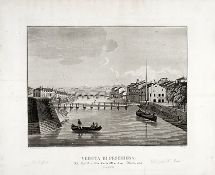  Domenico Macanzoni  (Verona,, 1803 - 1873) : Prospetto della Riviera di Garda / Veduta di Sal� / Veduta di Malcesine verso Desenzano / Veduta di Peschiera / Veduta presa dall'altura di Bogliaco.  - Asta Stampe, disegni e dipinti antichi, moderni e contemporanei - Libreria Antiquaria Gonnelli - Casa d'Aste - Gonnelli Casa d'Aste