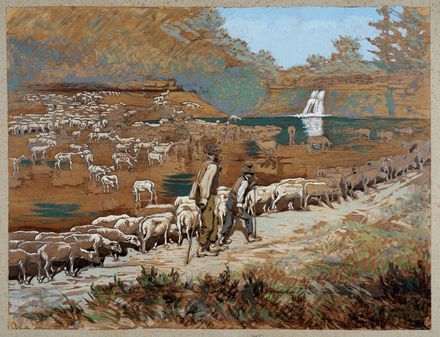  Pietro D'Achiardi  (Pisa, 1879 - Roma, 1940) : Pastori con pecore.  - Asta Stampe, disegni e dipinti antichi, moderni e contemporanei - Libreria Antiquaria Gonnelli - Casa d'Aste - Gonnelli Casa d'Aste