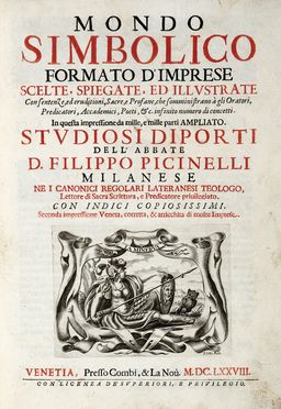 Lotto di 6 opere di letteratura italiana del XVI-XIX secolo.  Filippo Picinelli,  [..]