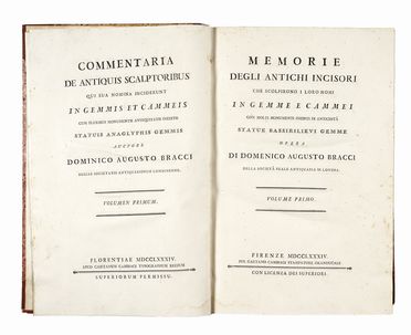  Bracci Domenico Augusto : Memorie degli antichi incisori che scolpirono i loro  [..]