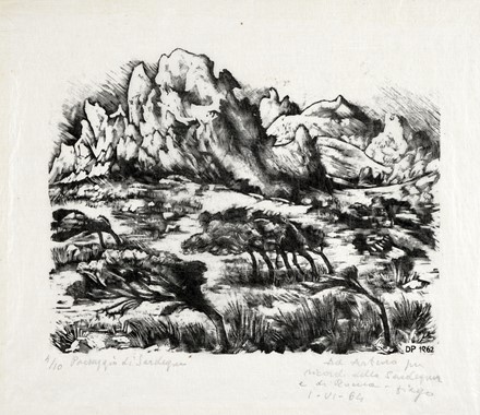  Diego Pettinelli  (Matelica, 1897 - Roma, 1989) : Paesaggio di Sardegna.  Giuseppe Talamoni  (Monza, 1886 - Varese, 1968)  - Asta Stampe, disegni e dipinti antichi, moderni e contemporanei - Libreria Antiquaria Gonnelli - Casa d'Aste - Gonnelli Casa d'Aste