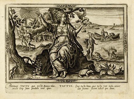  Adriaen Collaert  (Anversa, 1560 - 1618) [da] : Visus / Tactus / Auditus / Odoratus / Gustus (I cinque sensi).  - Asta Stampe, disegni e dipinti antichi, moderni e contemporanei - Libreria Antiquaria Gonnelli - Casa d'Aste - Gonnelli Casa d'Aste