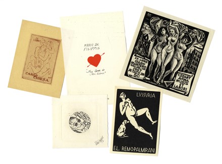 Corposo lotto di ex-libris e pubblicazioni sul tema.  Mario Radice  (Como, 1898 - Milano, 1987), Luigi Servolini  (Livorno, 1900 - 1981), Remo Wolf  (Trento, 1912 - 2009), Alina Kalczynska  - Asta Stampe, disegni e dipinti antichi, moderni e contemporanei - Libreria Antiquaria Gonnelli - Casa d'Aste - Gonnelli Casa d'Aste