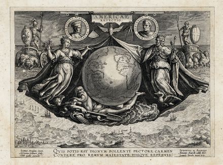  Adriaen Collaert  (Anversa, 1560 - 1618) : Americae Retectio.  Jan Van der Straet  [..]