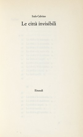  Calvino Italo : Le città invisibili.  - Asta Libri, autografi e manoscritti [ASTA A TEMPO] - Libreria Antiquaria Gonnelli - Casa d'Aste - Gonnelli Casa d'Aste