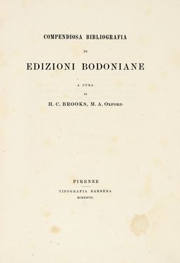 Compendiosa bibliografia di edizioni bodoniane.  - Asta Libri, autografi e manoscritti  [..]