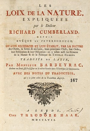  Cumberland Richard : Les Loix de la nature...  - Asta Libri, autografi e manoscritti [ASTA A TEMPO] - Libreria Antiquaria Gonnelli - Casa d'Aste - Gonnelli Casa d'Aste