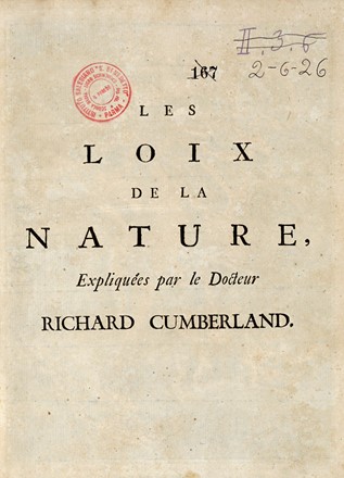  Cumberland Richard : Les Loix de la nature... Letteratura francese, Filosofia, Letteratura  - Auction Libri, autografi e manoscritti [ASTA A TEMPO] - Libreria Antiquaria Gonnelli - Casa d'Aste - Gonnelli Casa d'Aste