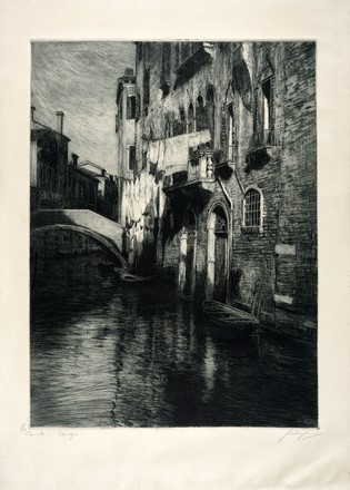  Guglielmo Baldassini  (1885 - 1952) : Canale a Venezia.  - Auction Stampe, disegni e dipinti antichi, moderni e contemporanei [ASTA A TEMPO] - Libreria Antiquaria Gonnelli - Casa d'Aste - Gonnelli Casa d'Aste