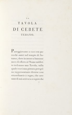  Cebes Thebanus : [La Tavola di Cebete Tebano].  - Asta Libri, autografi e manoscritti  [..]