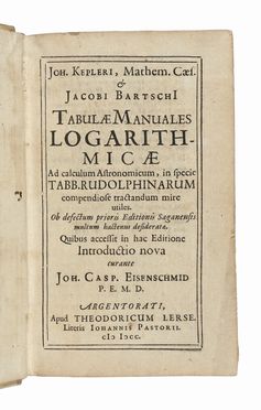  Kepler Johannes : Tabulae manuales logarithmicae ad calculum astronomicum, in specie  [..]