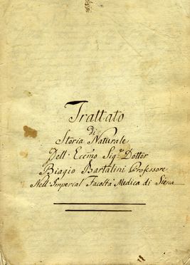 Bartalini Biagio : Trattato / di / storia naturale / [...]  / Biagio Bartalini  [..]