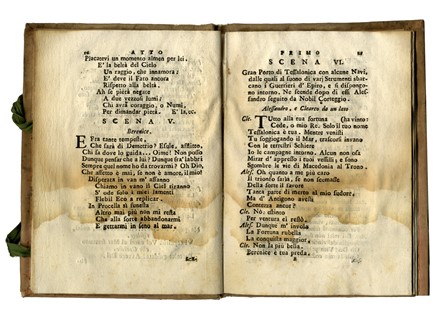  Hasse Adolf : L'Antigono / dramma per musica / da rappresentarsi in Siena / nel Teatro Grande / dell' / Accademia Intronata / nella estate / dell'anno 1758. Musica, Musica, Teatro, Spettacolo  - Auction Books, autographs & manuscripts - Libreria Antiquaria Gonnelli - Casa d'Aste - Gonnelli Casa d'Aste