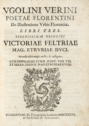  D'ugolino Verino : De illustratione urbis Florentiae. Libri tres.  - Asta Libri, autografi e manoscritti - Libreria Antiquaria Gonnelli - Casa d'Aste - Gonnelli Casa d'Aste