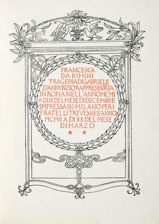  D'Annunzio Gabriele : Francesca da Rimini.  Adolfo De Carolis  (Montefiore dell'Aso,  [..]