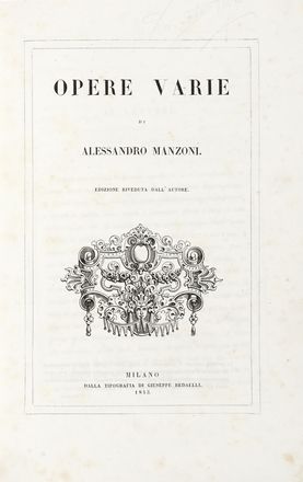  Manzoni Alessandro : I promessi sposi. Storia milanese del secolo XVII [...]. Storia  [..]