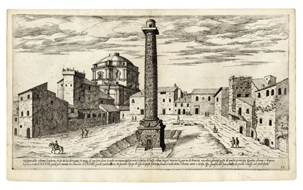  Etienne Duperac  (Parigi,  - 1604) : Vestigi del tempio di Jano quadrifrote / Vestigij dell'arco di Constantino / Disegno della colonna Traiana / Vestigij del Mausoleo d'Augusto.  - Asta Stampe, disegni e dipinti antichi, moderni e contemporanei [ASTA A TEMPO] - Libreria Antiquaria Gonnelli - Casa d'Aste - Gonnelli Casa d'Aste