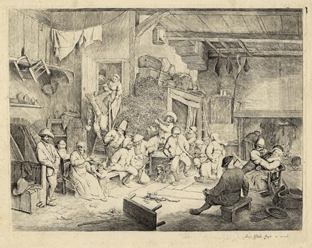  Adriaen (van) Ostade  (Haarlem,, 1610 - ivi, 1685) : La danza all'osteria.  - Asta Stampe, disegni e dipinti antichi, moderni e contemporanei [ASTA A TEMPO] - Libreria Antiquaria Gonnelli - Casa d'Aste - Gonnelli Casa d'Aste
