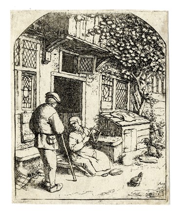  Adriaen (van) Ostade  (Haarlem,, 1610 - ivi, 1685) : La danza all'osteria.  - Asta Stampe, disegni e dipinti antichi, moderni e contemporanei [ASTA A TEMPO] - Libreria Antiquaria Gonnelli - Casa d'Aste - Gonnelli Casa d'Aste