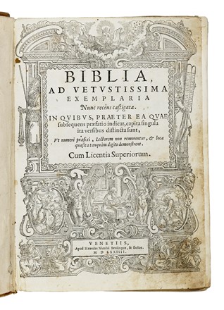 Biblia, ad vetustissima exemplaria nunc recens castigata... Bibbia, Figurato, Religione, Collezionismo e Bibliografia  - Auction Books, autographs & manuscripts - Libreria Antiquaria Gonnelli - Casa d'Aste - Gonnelli Casa d'Aste