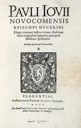  Giovio Paolo : Elogia virorum bellica virtute illustrium veris imaginibus supposita quae apud Musaeum spectantur... Storia, Militaria, Storia, Diritto e Politica, Storia, Diritto e Politica  - Auction Books, autographs & manuscripts - Libreria Antiquaria Gonnelli - Casa d'Aste - Gonnelli Casa d'Aste