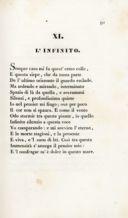  Leopardi Giacomo : Canti. Letteratura italiana, Letteratura  - Auction Books, autographs & manuscripts - Libreria Antiquaria Gonnelli - Casa d'Aste - Gonnelli Casa d'Aste