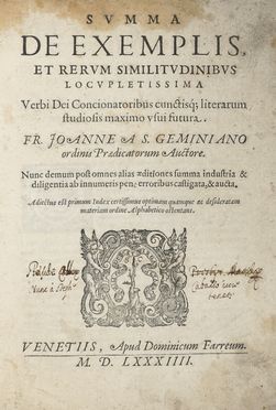  Johannes de Sancto Geminiano : Summa de exemplis et rerum similitudinibus locupletissima  [..]