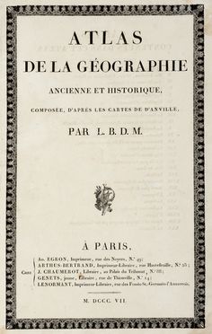  Barentin Charles Louis François : Atlas de la géographie ancienne et historique,  [..]